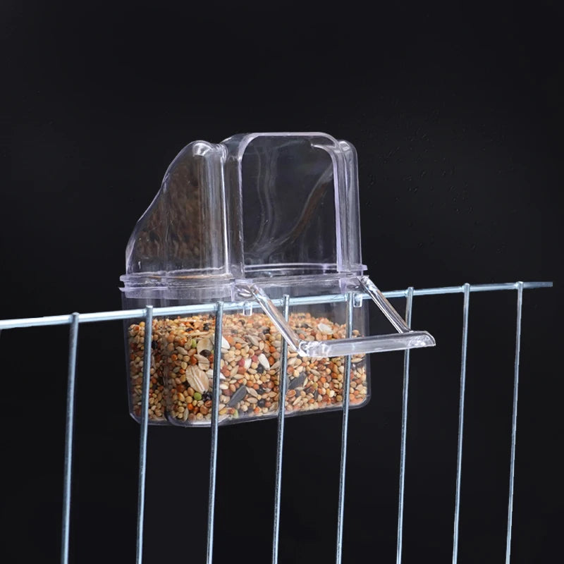 Comedero colgante de plástico para aves con capacidad transparente