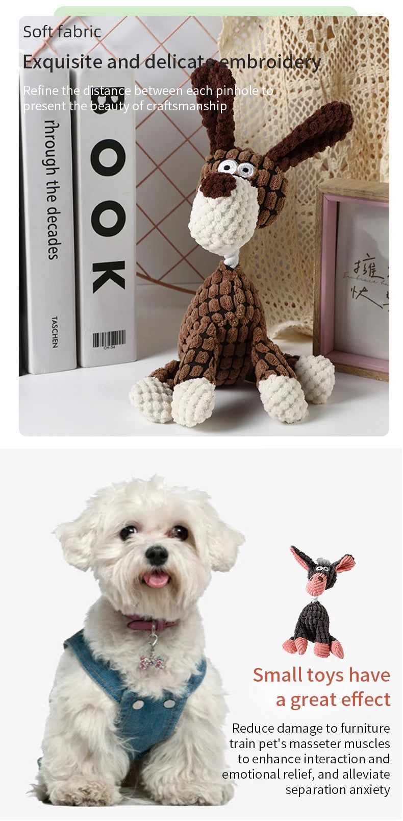 Juguete Mordedor para Perros en Cuero de Pana y Algodón PP