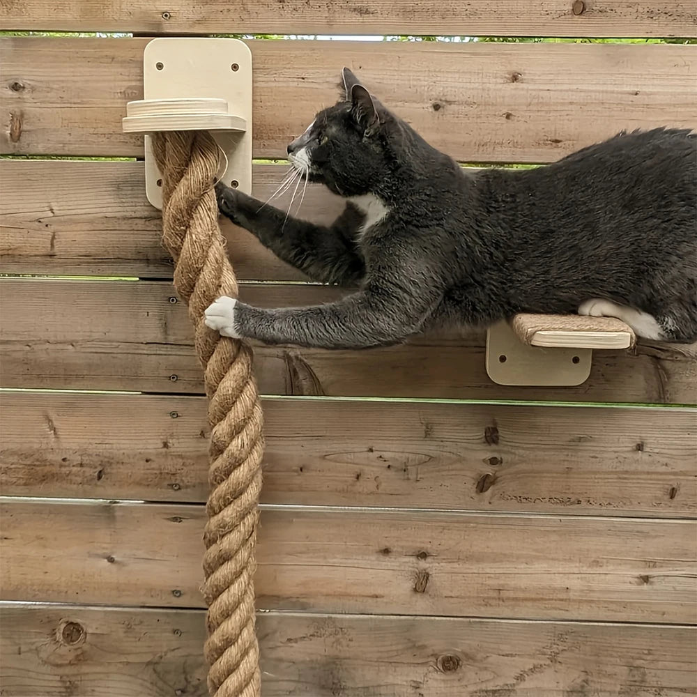Árbol de escalada para gatos con cuerda, estantería y fácil instalación