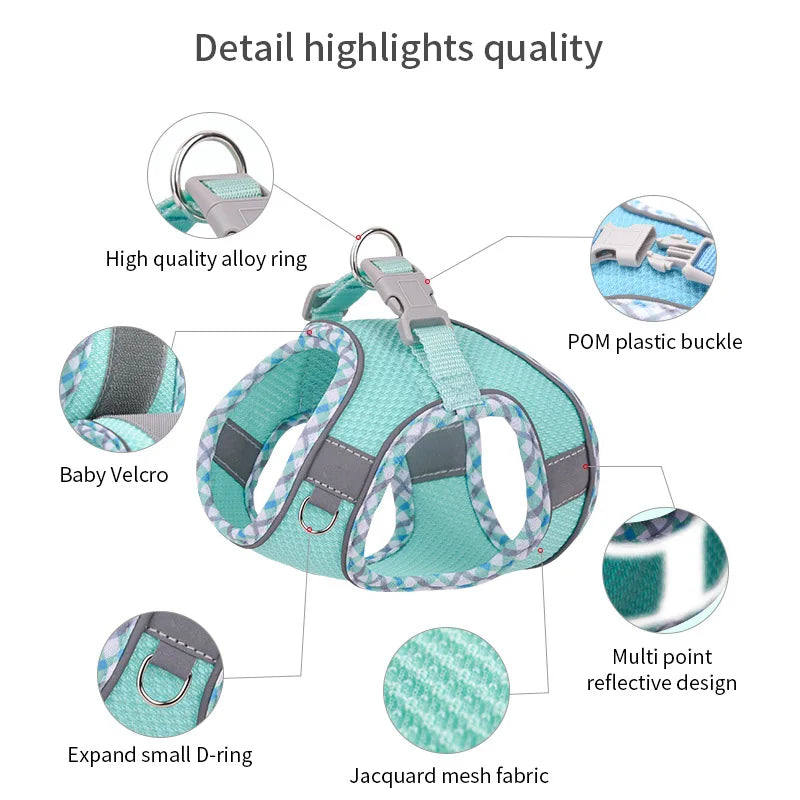 Set de Arnés y Correa para Perros Pequeños - Antideslizante, Reflectante y Confortable