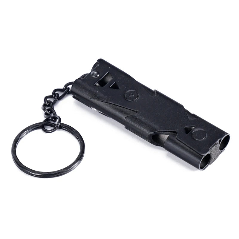 Silbato de aleación de aluminio de doble tubo para aves y actividades al aire libre