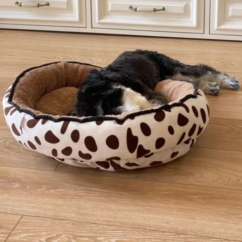 Cama Redonda de Felpa BPEDT para Perros y Gatos – Confort y Relajación