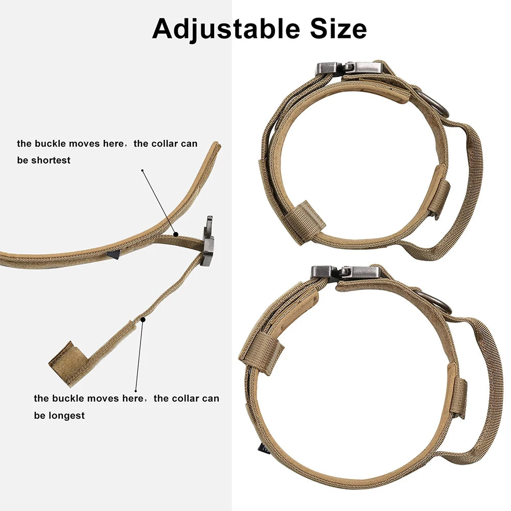 Collar táctico para perros, entrenamiento y senderismo, ajustable y de nylon