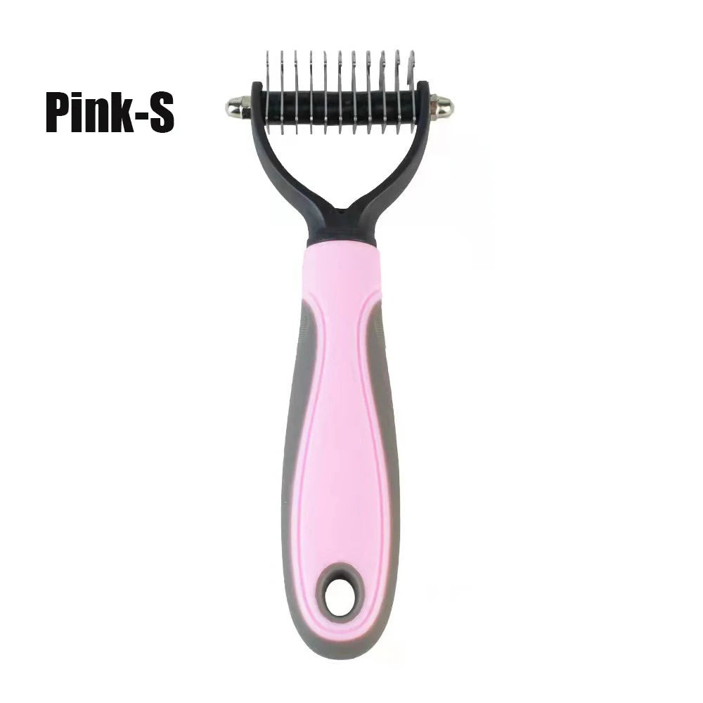 Cepillo Doble Cara para Perros y Gatos - Desenredador y Deshedding, Seguro para la piel, Manejo Ergonómico