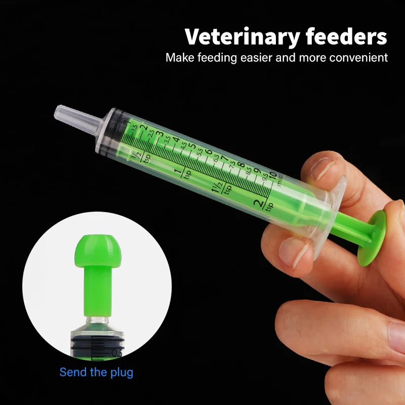 Jeringa de alimentación de plástico para mascotas, 5ml y 10ml, paquete de 5 unidades