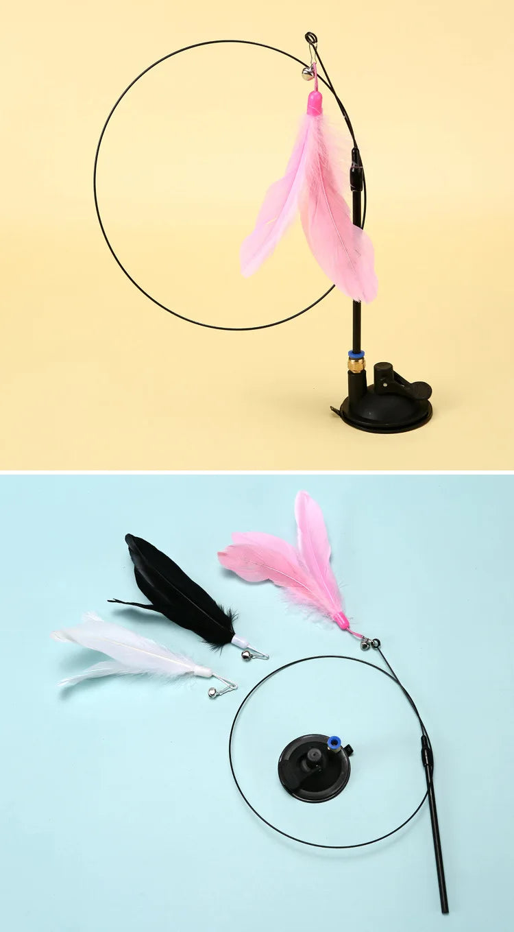 Juguete para Gatos de Plumas Interactivo con Sonido y Sello en Succión