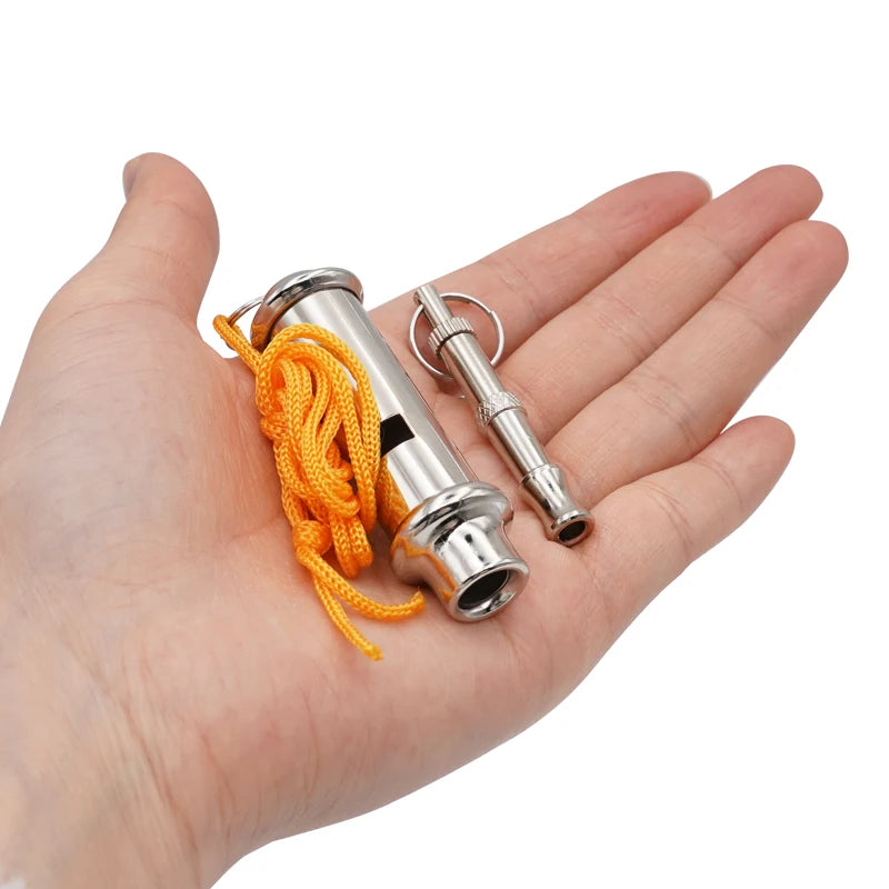 Silbato de entrenamiento para aves y mascotas con volumen ajustable en acero inoxidable