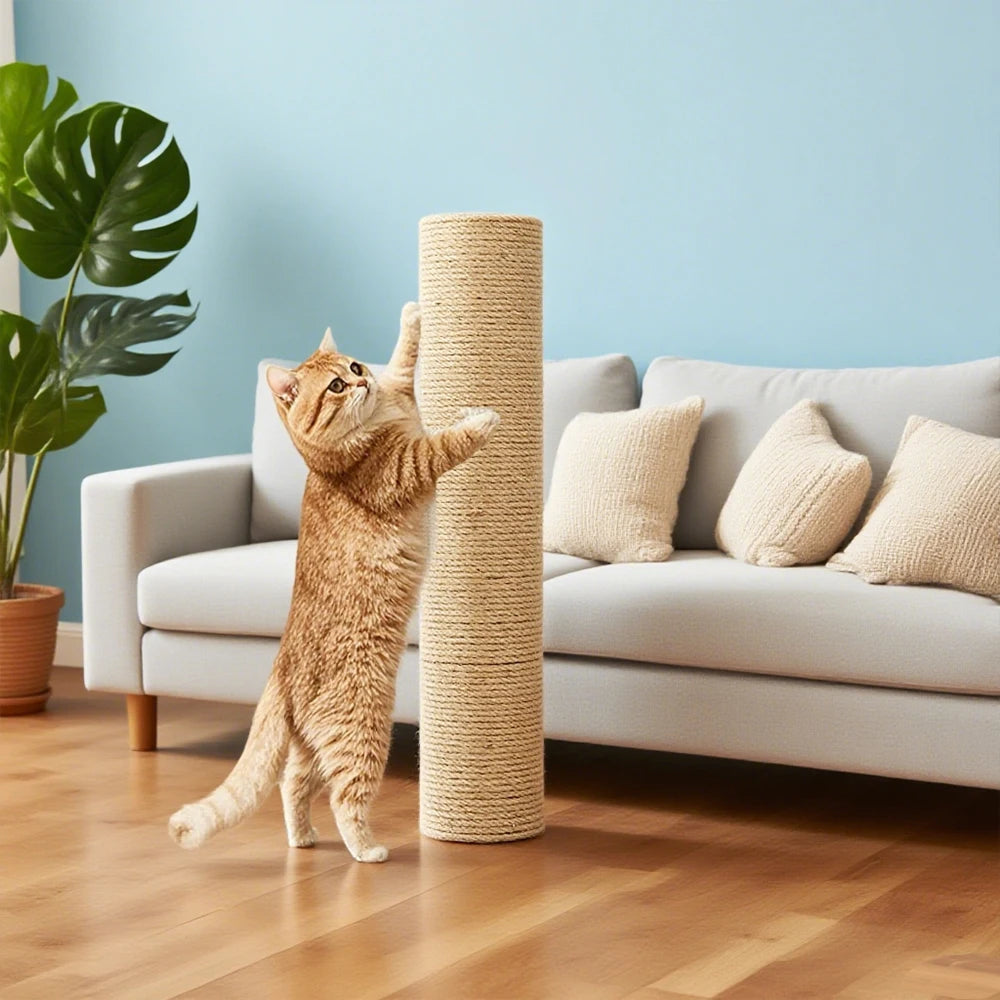 Rascador de yute natural para gatos con un solo nivel