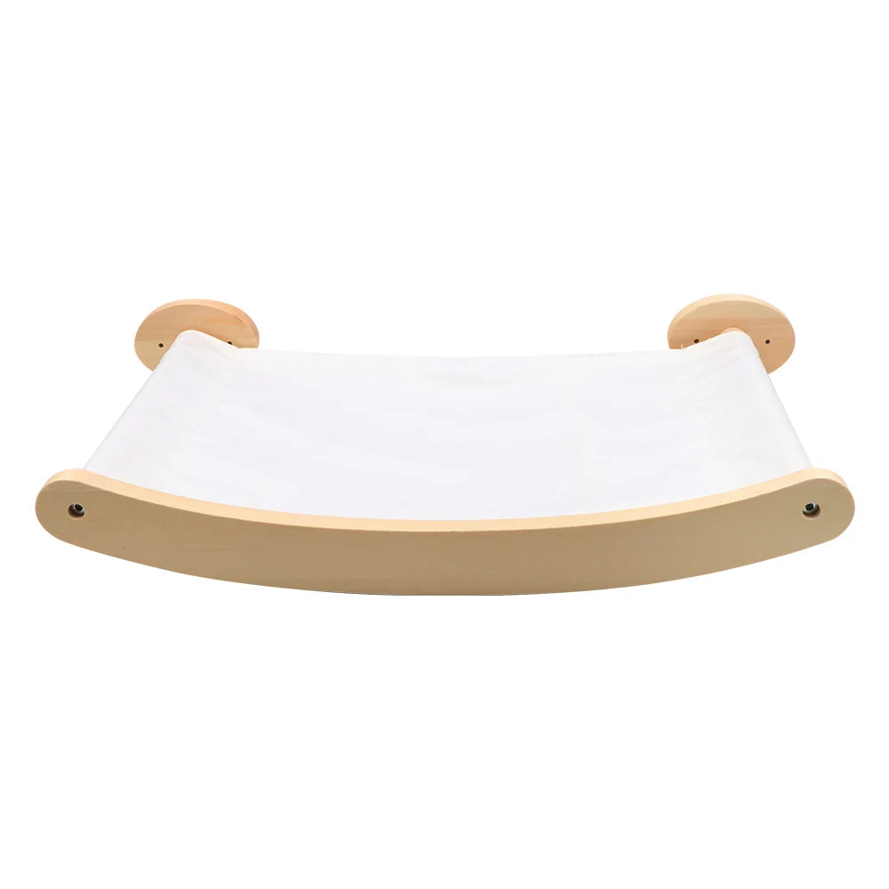 Arbol para gatos con hamaca y almacenamiento en pared de madera