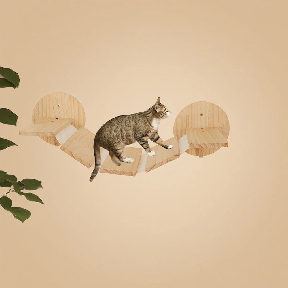 Puente de Suspensión para Gatos en Madera, Diversión y Ejercicio Seguro