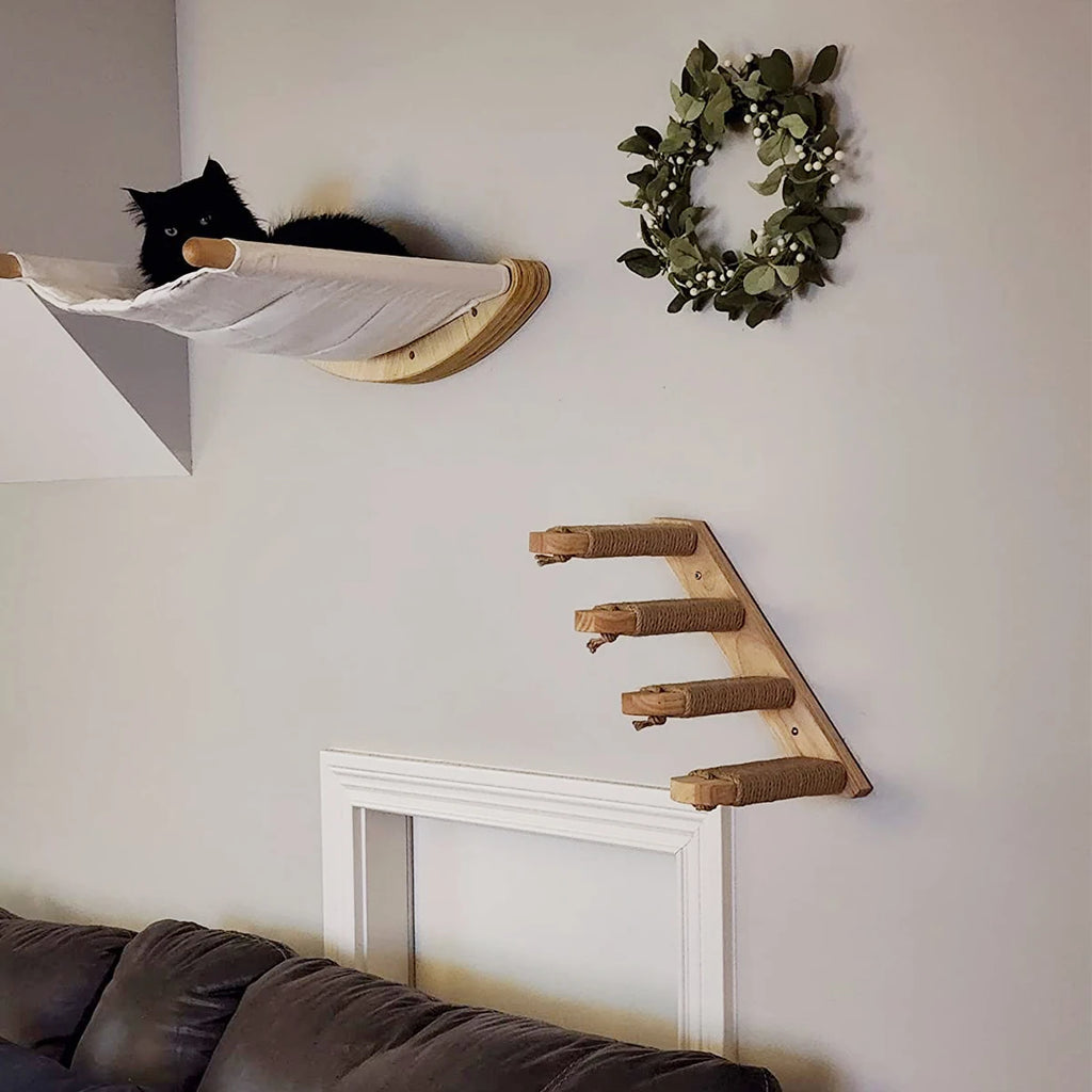 Estanterías modernas para gatos con diseño en madera y seguridad garantizada