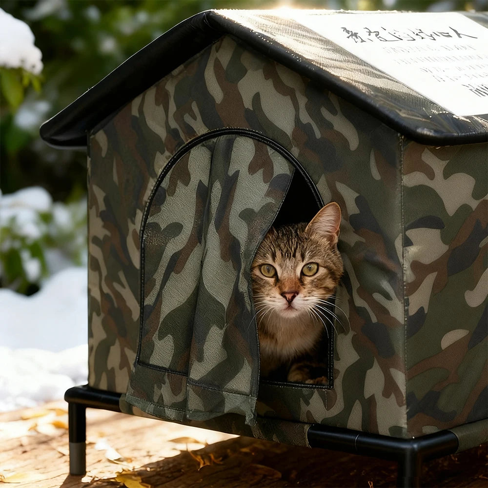 Casa exterior impermeable y plegable para gatos y pequeños animales
