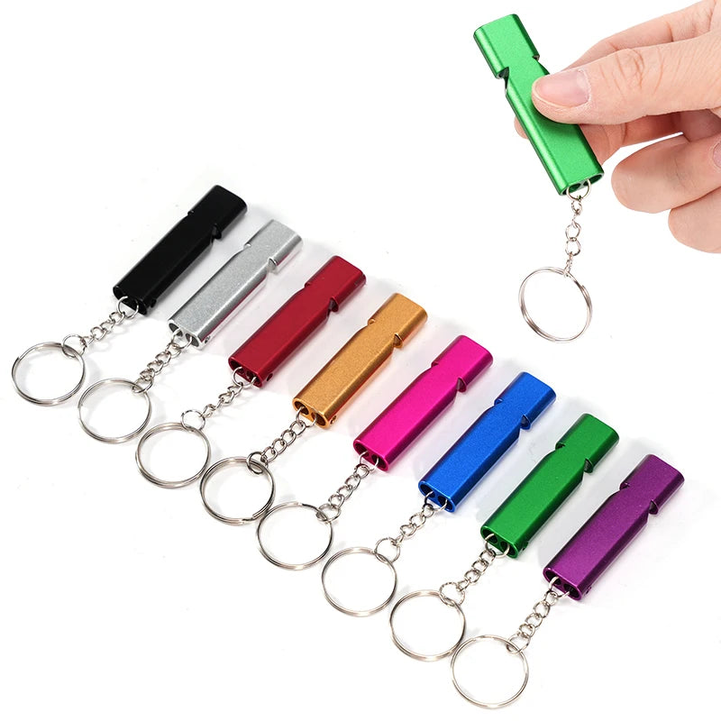 Silbato de entrenamiento para aves en acero inoxidable con acabado antioxidante portátil y llavero de emergencia