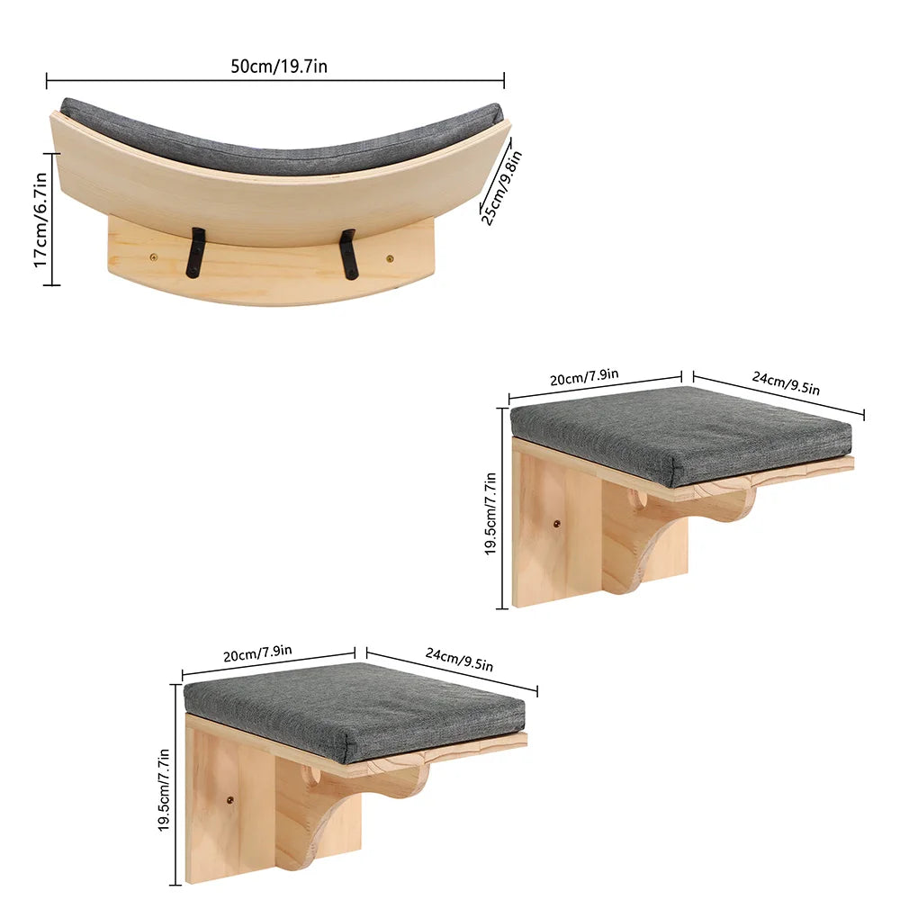 Árbol para gatos resistente y duradero de madera con plataformas y rascadores desmontables