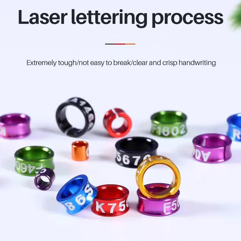 10 Piezas de anillos de pies de aluminio para aves con diámetro variado