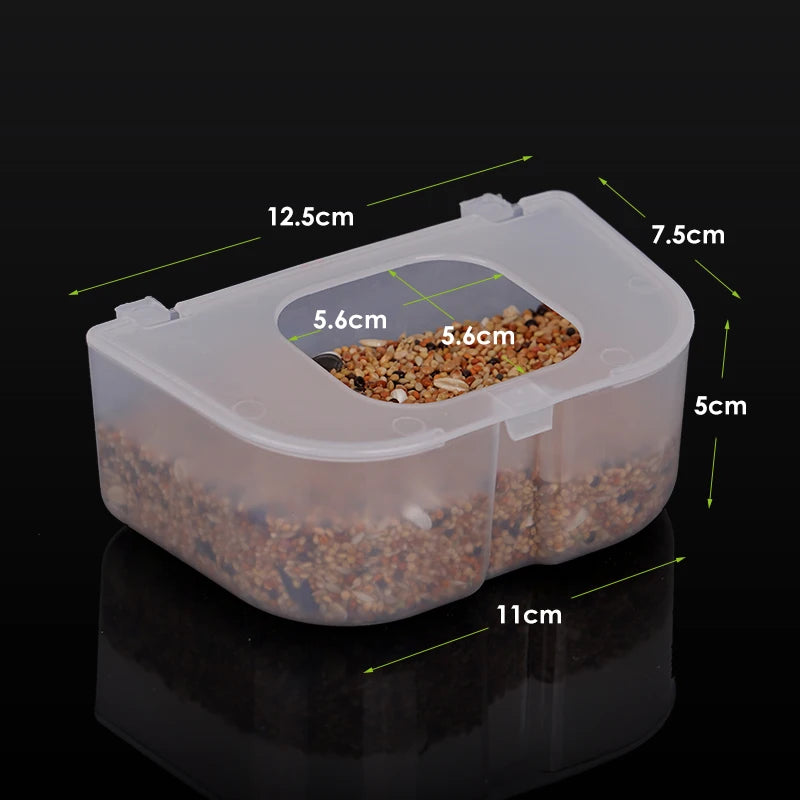 Plato dispensador para jaula de aves en plástico blanco, resistente y fácil de instalar