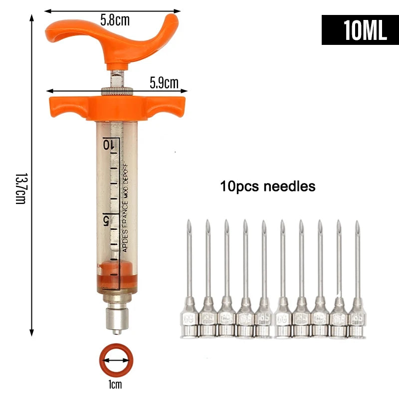 Jeringa veterinaria para animales con aguja de acero inoxidable y capacidad variable