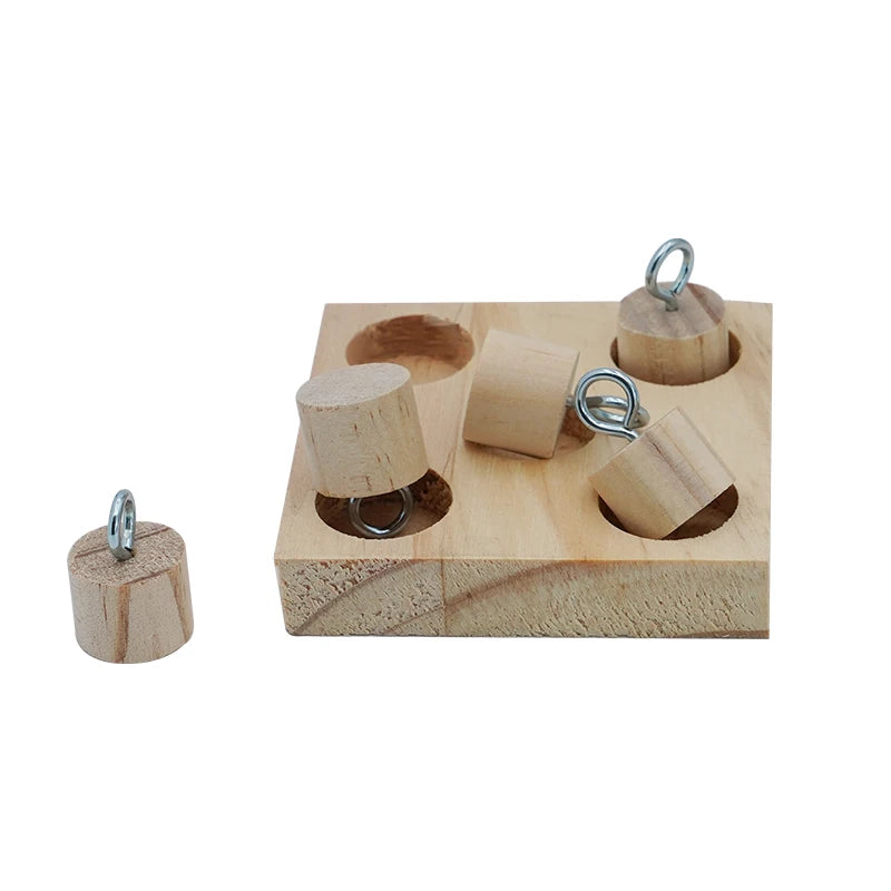 Juguete para loros con anillos de plástico y madera para entrenamiento y entretenimiento