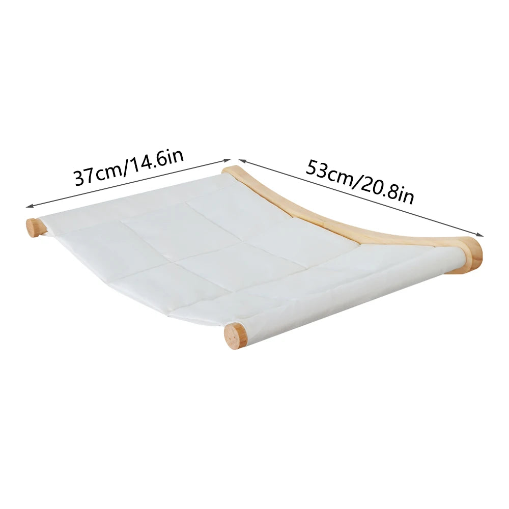 Cama de colgante para gatos con soporte de madera para descansar y observar