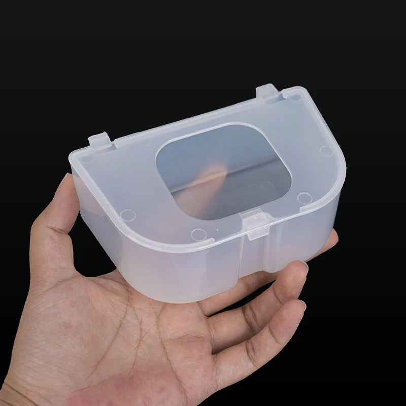 Plato dispensador para jaula de aves en plástico blanco, resistente y fácil de instalar