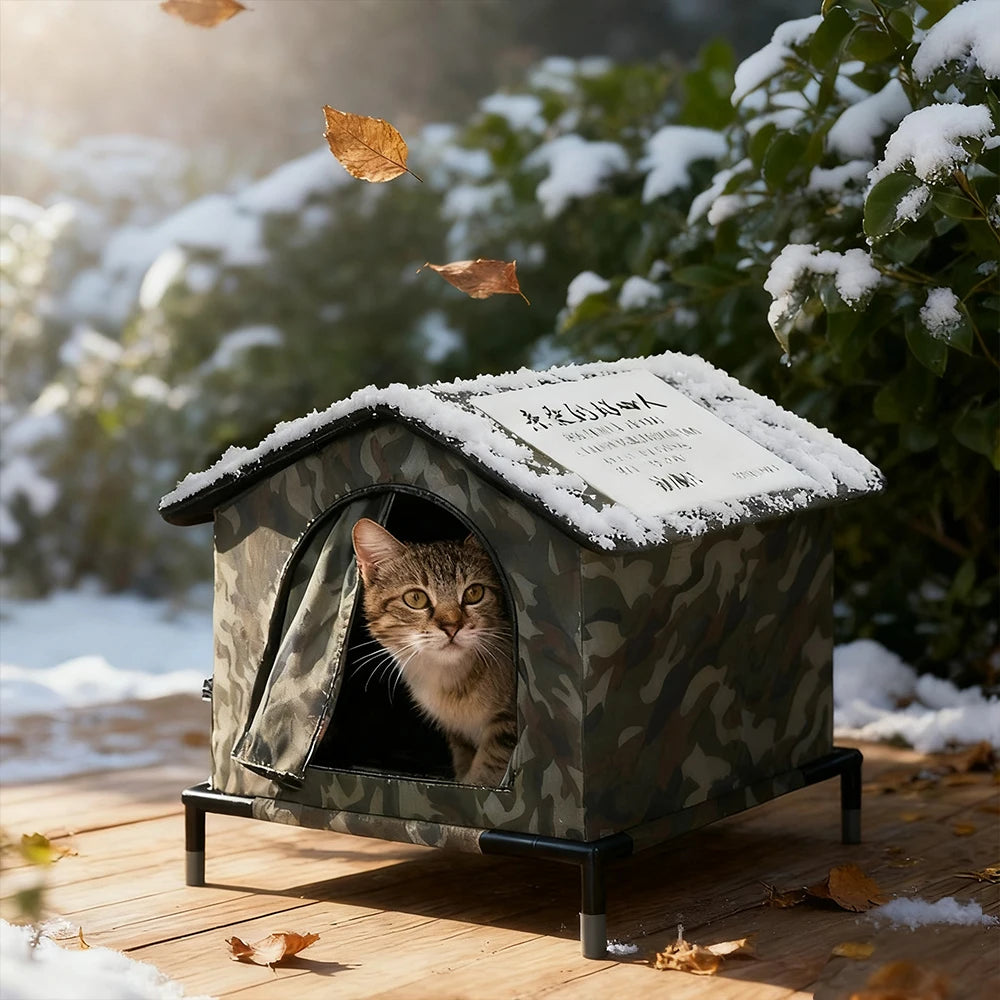 Casa exterior impermeable y plegable para gatos y pequeños animales