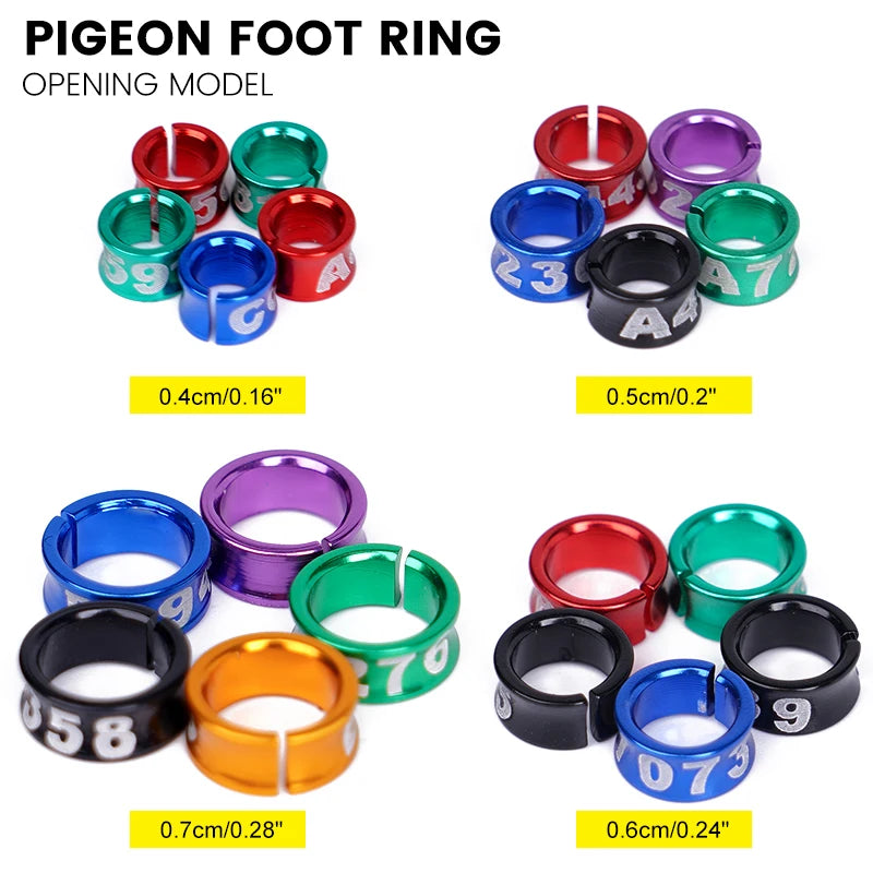 10Pcs Anillos para patas de aves en aluminio, identificación y entrenamiento al aire libre