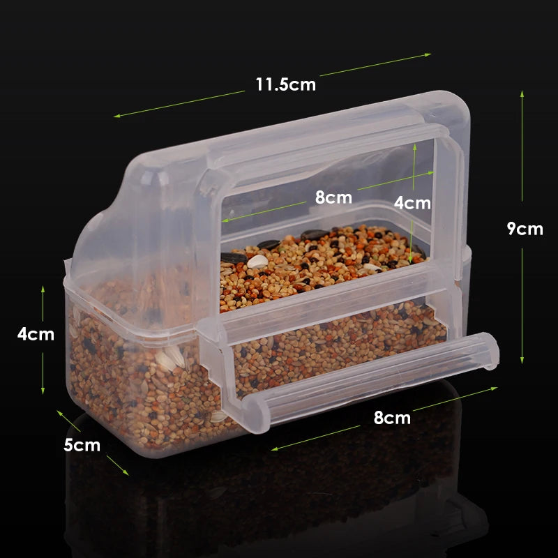 Plato dispensador para jaula de aves en plástico blanco, resistente y fácil de instalar