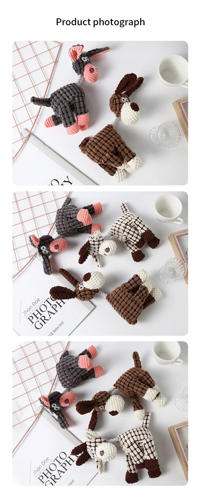 Juguete Mordedor para Perros en Cuero de Pana y Algodón PP