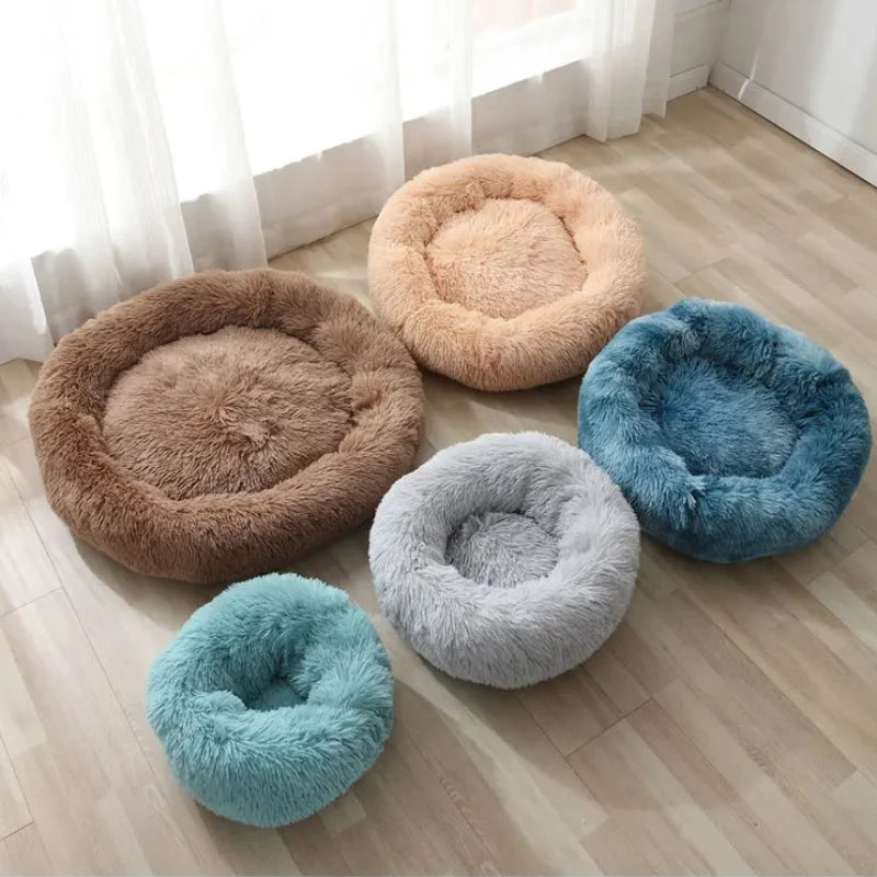 Cama Redonda de Felpa para Perros y Gatos BPEDT – Cálida, Suave y Antideslizante