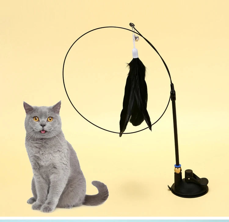 Juguete para Gatos de Plumas Interactivo con Sonido y Sello en Succión