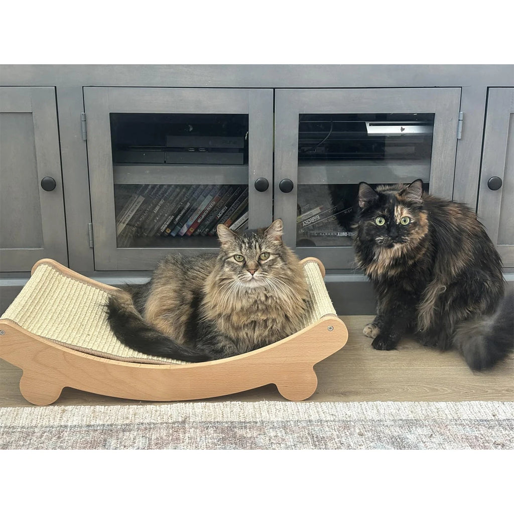 Rascador multifunción de madera para gatos con cama y rascador natural de sisal