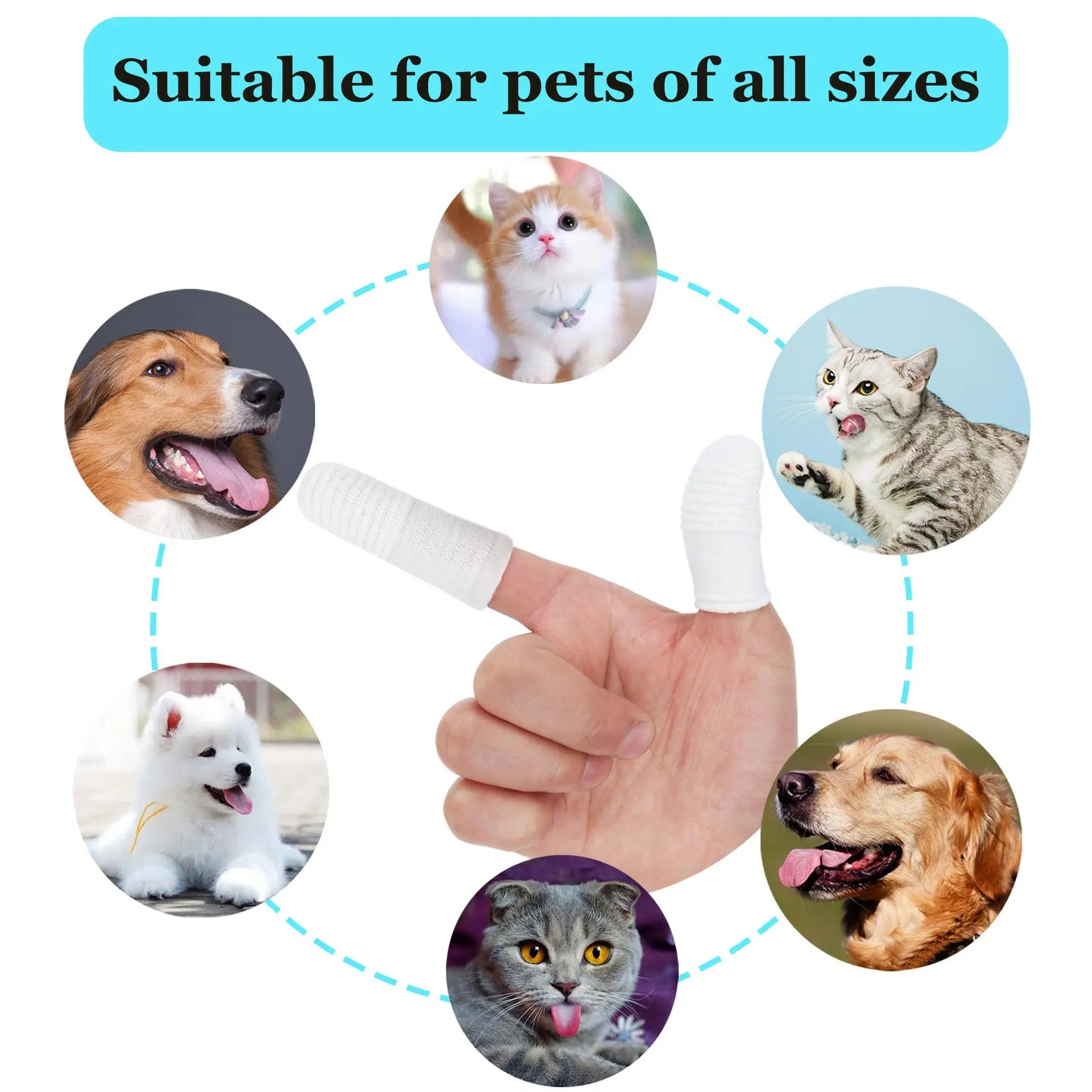 Set de Cepillos de Dedo para la Limpieza Dental de Perros y Gatos