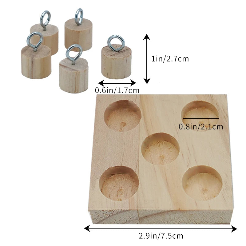 Juguete para loros con anillos de plástico y madera para entrenamiento y entretenimiento
