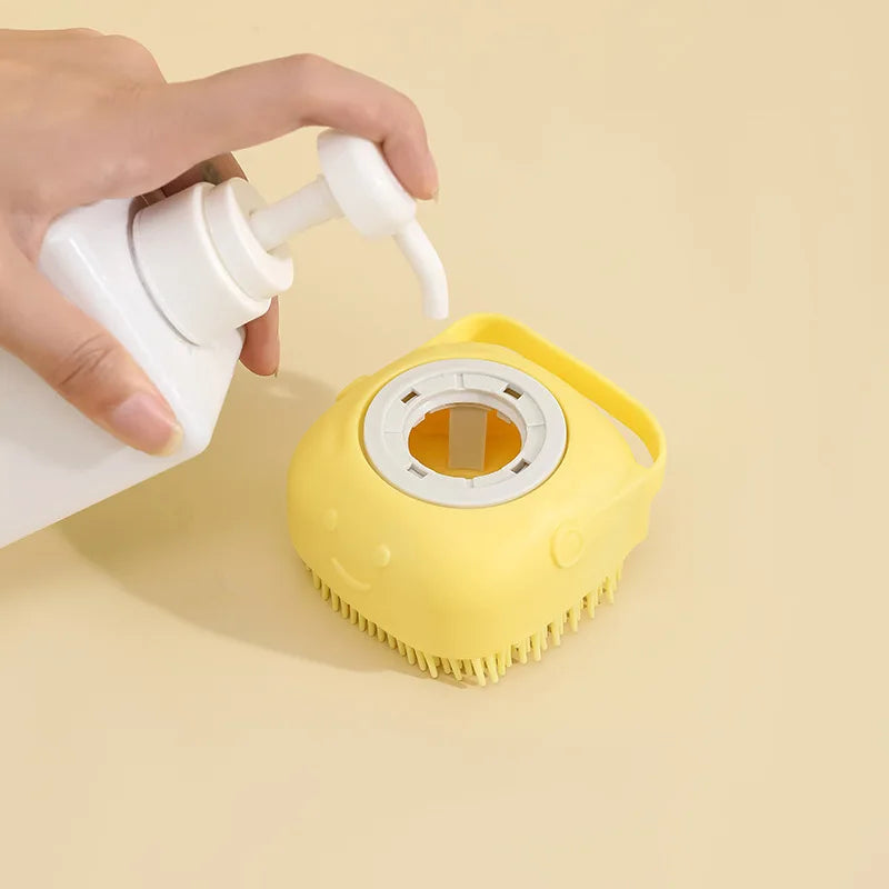 Cepillo para Baño de Perro con Dispensor de Champú y Diseño 2 en 1