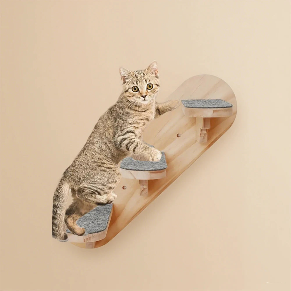 Árbol para gatos de madera de tres niveles con estabilidad y espacio para ejercicio