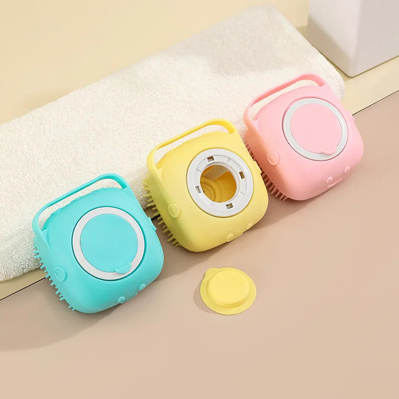 Cepillo para Baño de Perro con Dispensor de Champú y Diseño 2 en 1