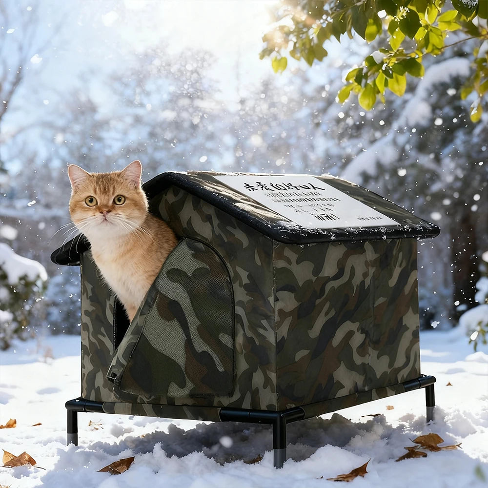 Casa exterior impermeable y plegable para gatos y pequeños animales