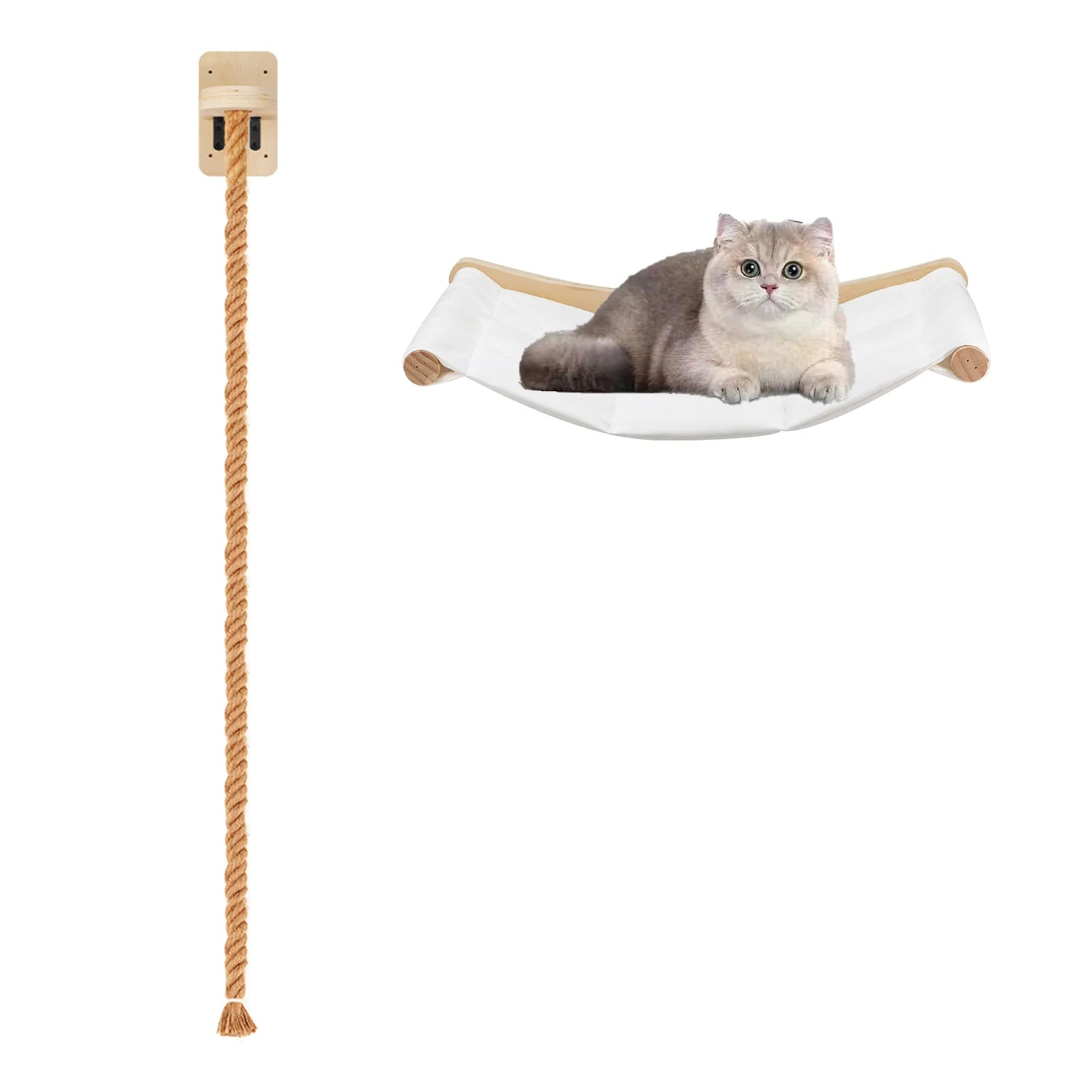 Estantería de madera para gatos con diseño en la pared y espacio para ejercicio