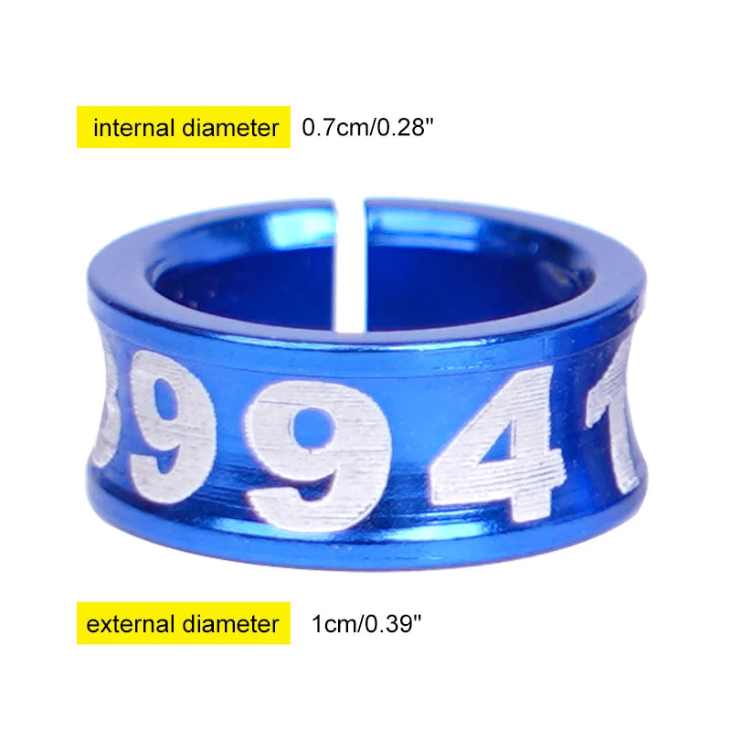 10Pcs Anillos para patas de aves en aluminio, identificación y entrenamiento al aire libre