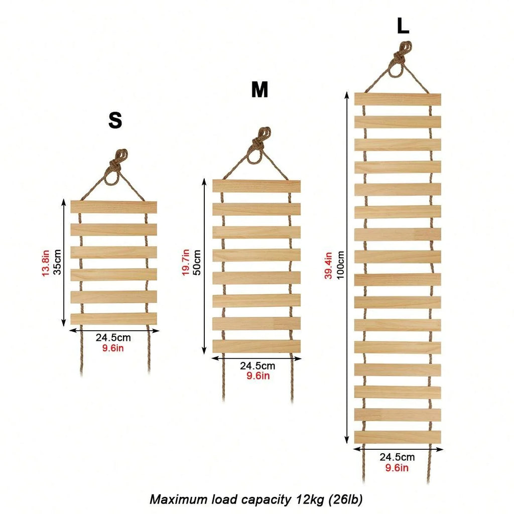 Arnés de escalada para gatos en madera natural con puente y árbol de un solo nivel