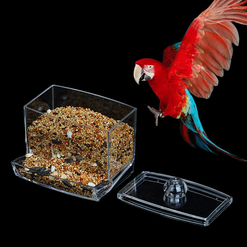 Dispensador de comida automática de acrílico para aves y pequeñas mascotas