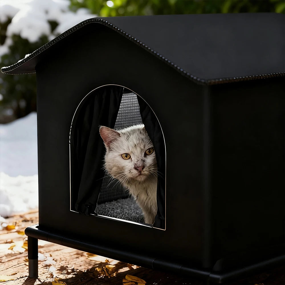 Casa impermeable para gatos con aislamiento y resistente a las condiciones climáticas exteriores