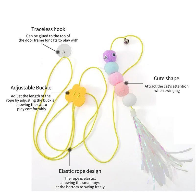 Juguete de Plumas para Gatos - Estimula y Diversión con Rope Elástico y Campana