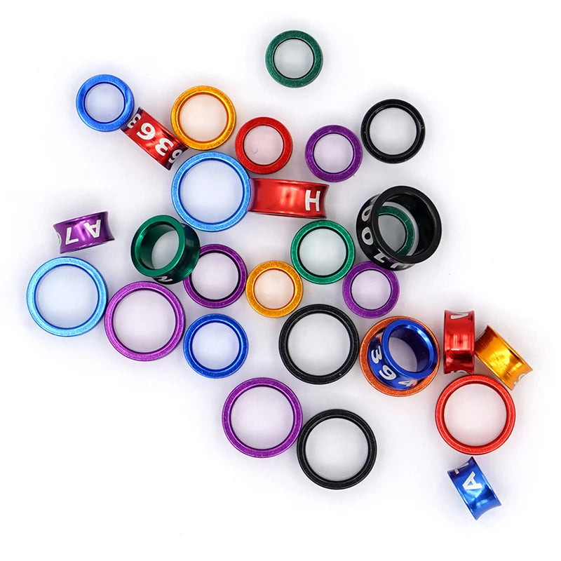 10 Piezas de anillos de pies de aluminio para aves con diámetro variado