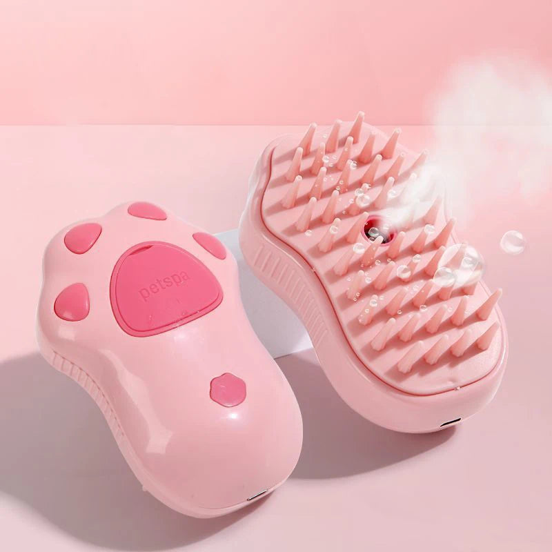 Cepillo de Grooming Eléctrico para Mascotas con Spray 3 en 1 y Carga USB