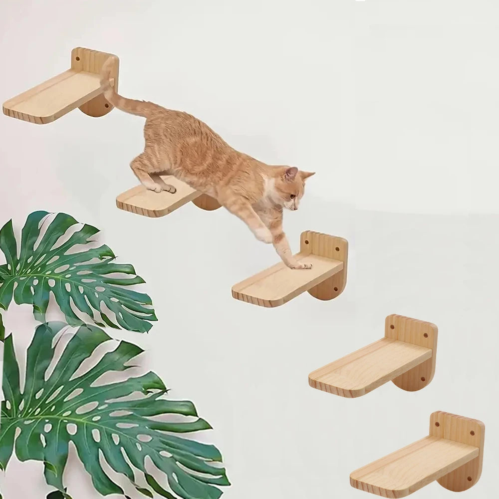 Árbol de techo para gatos de madera de 5 niveles y resistente