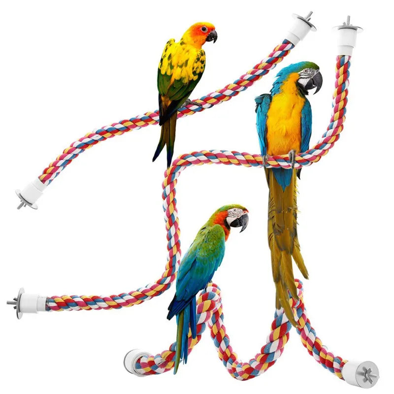 Juguete para aves de cuerda de algodón multicolor en diferentes tamaños