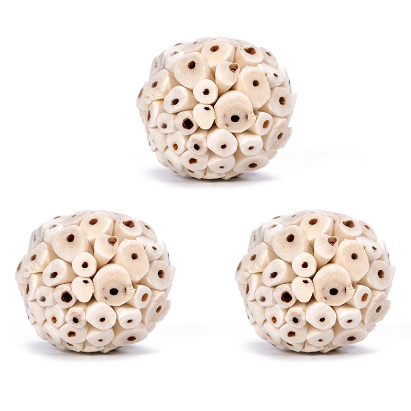 Pelota para roedores y aves, juguete natural de madera para masticar y jugar