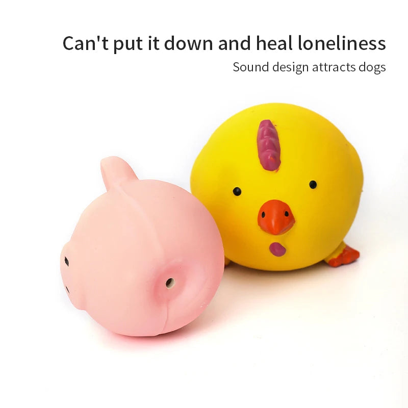 Juguete Sonoro para Perros en Forma de Cerdo, Pollo o Vaca - Resistente y Seguro, Material de Látex