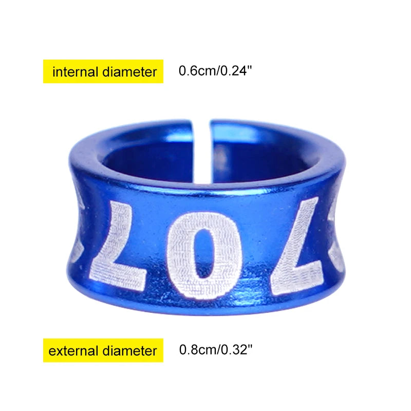 10Pcs Anillos para patas de aves en aluminio, identificación y entrenamiento al aire libre